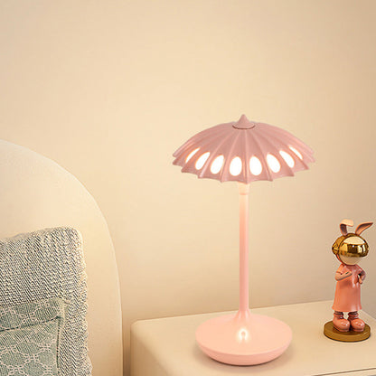 Contemporary Creative Aluminum Acrylic Umbrella Shade USB LED Table Lamp For Bedroom