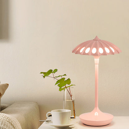 Contemporary Creative Aluminum Acrylic Umbrella Shade USB LED Table Lamp For Bedroom