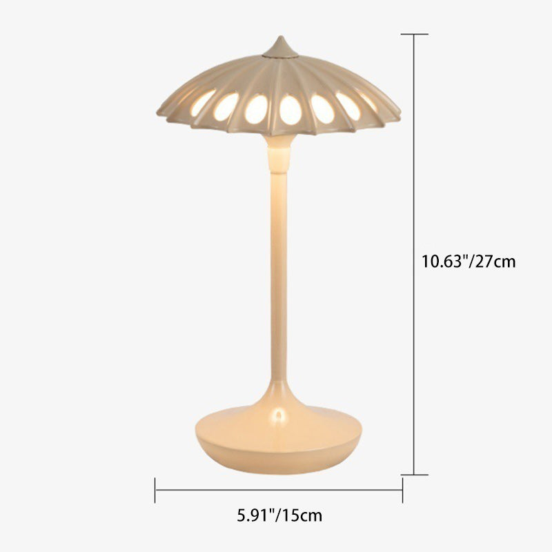 Contemporary Creative Aluminum Acrylic Umbrella Shade USB LED Table Lamp For Bedroom