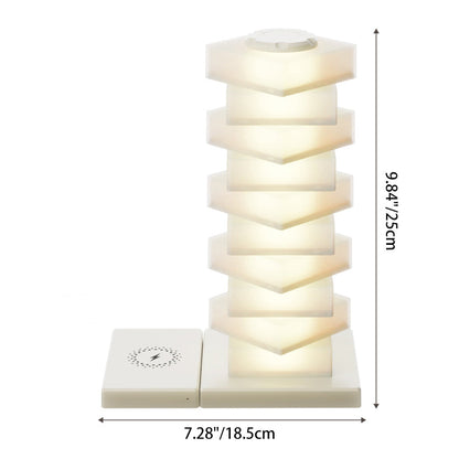 Contemporary Creative Plastic Cube Stacking Wireless Charging USB LED Table Lamp For Bedroom