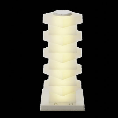Contemporary Creative Plastic Cube Stacking Wireless Charging USB LED Table Lamp For Bedroom