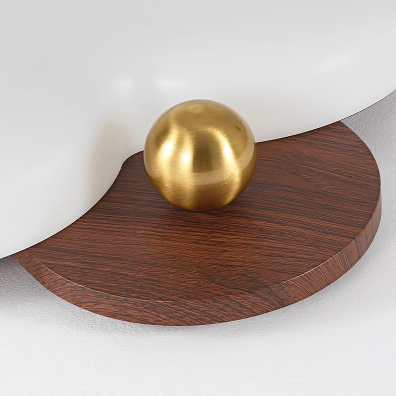 Contemporary Retro Solid Wood PE Cloud Shade LED Flush Mount Ceiling Light For Bedroom