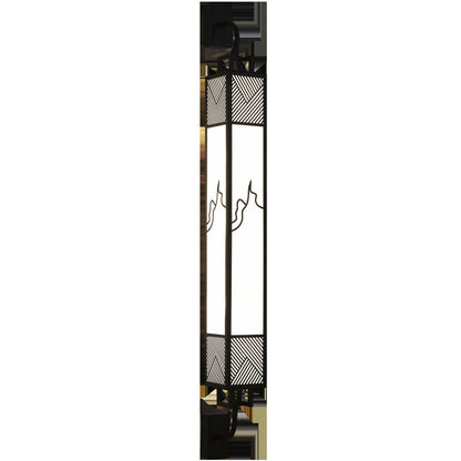 Traditional Chinese Carbon Steel Imitation Marble Rectangular Shade LED Wall Sconce Lamp For Living Room