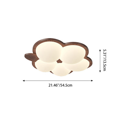 Contemporary Retro Wood Grain Rabbit PE Grape Shade LED Flush Mount Ceiling Light For Bedroom