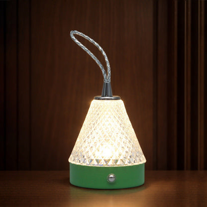 Modern Simplicity Conical Acrylic Metal USB Charging LED Portable Table Lamp For Bedroom