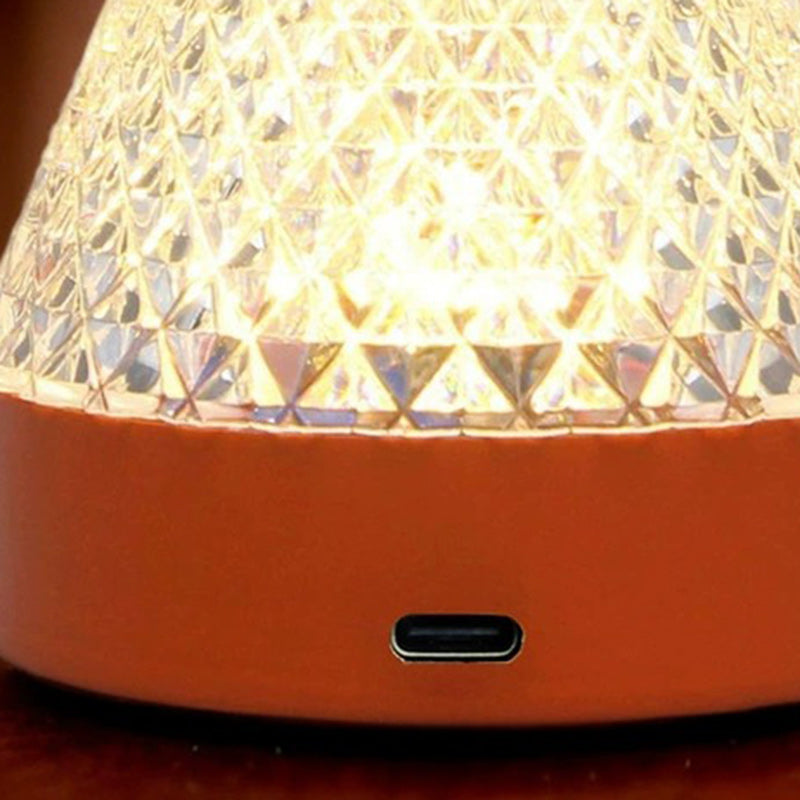 Modern Simplicity Conical Acrylic Metal USB Charging LED Portable Table Lamp For Bedroom