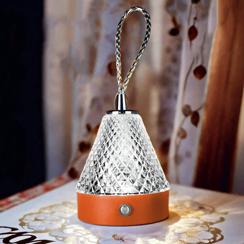 Modern Simplicity Conical Acrylic Metal USB Charging LED Portable Table Lamp For Bedroom