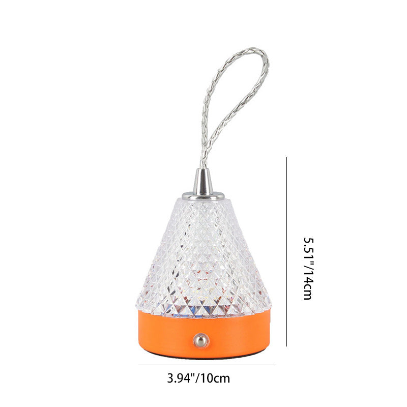 Modern Simplicity Conical Acrylic Metal USB Charging LED Portable Table Lamp For Bedroom