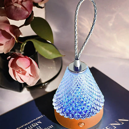 Modern Simplicity Conical Acrylic Metal USB Charging LED Portable Table Lamp For Bedroom