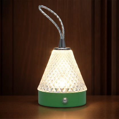 Modern Simplicity Conical Acrylic Metal USB Charging LED Portable Table Lamp For Bedroom