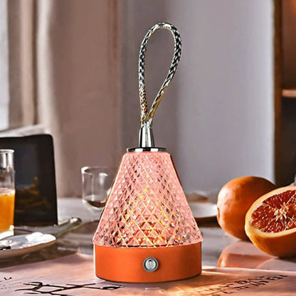 Modern Simplicity Conical Acrylic Metal USB Charging LED Portable Table Lamp For Bedroom