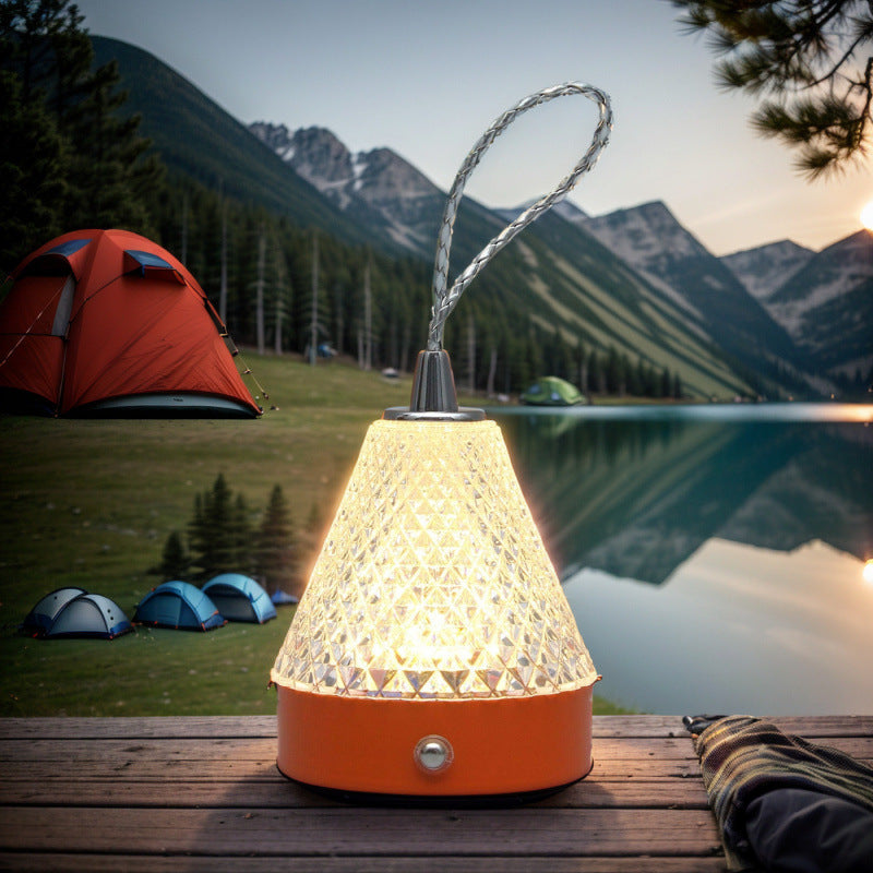 Modern Simplicity Conical Acrylic Metal USB Charging LED Portable Table Lamp For Bedroom