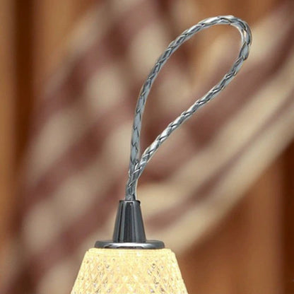Modern Simplicity Conical Acrylic Metal USB Charging LED Portable Table Lamp For Bedroom