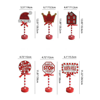Contemporary Creative Christmas Road Sign Decoration Wooden Metal LED Table Lamp For Living Room
