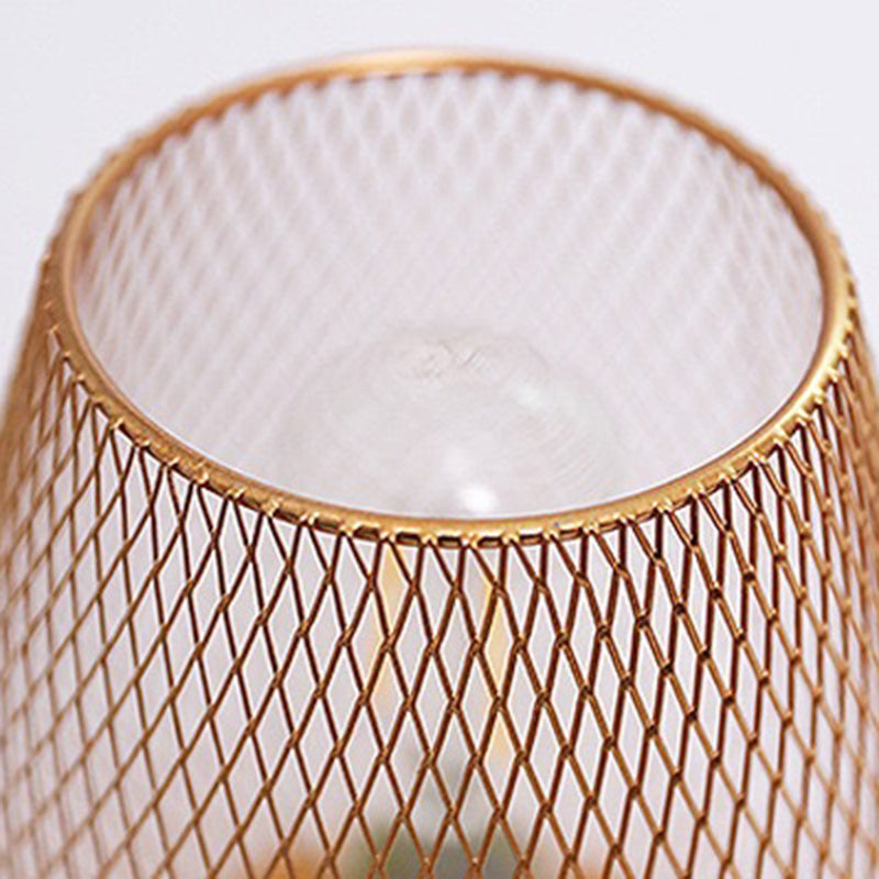 Contemporary Simplicity Rose Iron Mesh Cup Shade LED Table Lamp For Bedroom