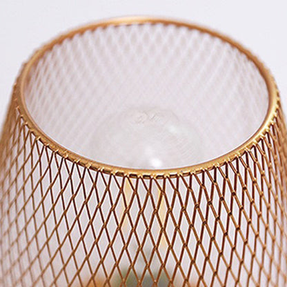 Contemporary Simplicity Rose Iron Mesh Cup Shade LED Table Lamp For Bedroom