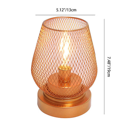 Contemporary Simplicity Rose Iron Mesh Cup Shade LED Table Lamp For Bedroom