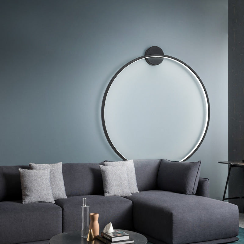 Modern Minimalist Aluminum Acrylic Circle Ring LED Wall Sconce Lamp For Living Room