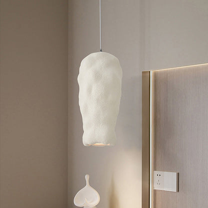 Traditional Japanese Wabi-sabi Irregular Round Resin 1-Light Pendant Light