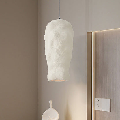 Traditional Japanese Wabi-sabi Irregular Round Resin 1-Light Pendant Light