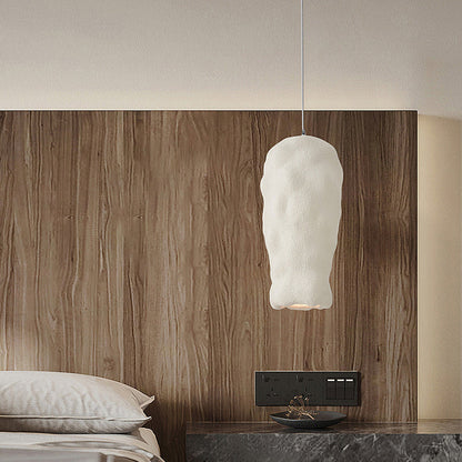 Traditional Japanese Wabi-sabi Irregular Round Resin 1-Light Pendant Light