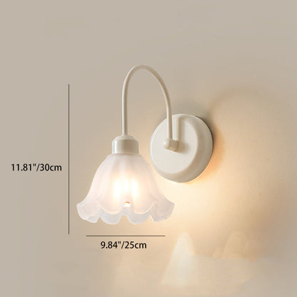 Traditional French Iron Flower Glass 1-Light Wall Sconce Lamp For Living Room