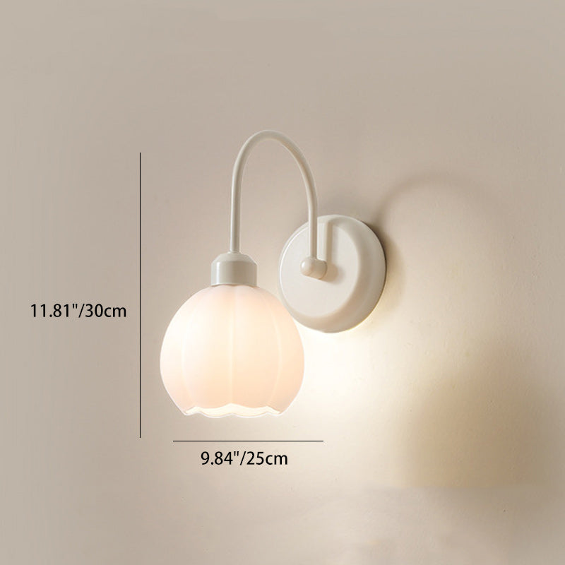 Traditional French Iron Flower Glass 1-Light Wall Sconce Lamp For Living Room