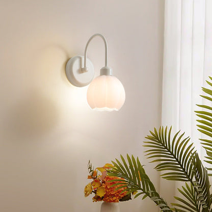 Traditional French Iron Flower Glass 1-Light Wall Sconce Lamp For Living Room