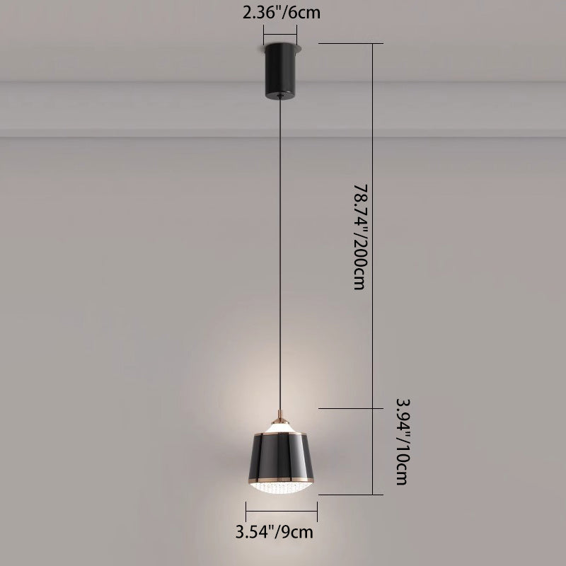 Contemporary Nordic Iron Acrylic Round Liftable LED Pendant Light For Bedroom