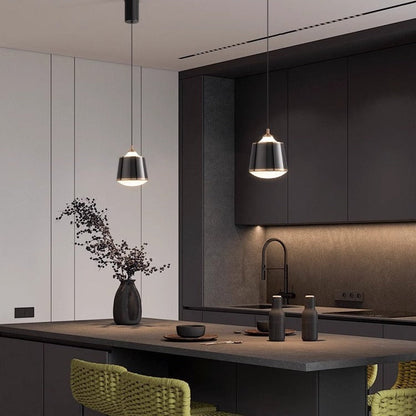 Contemporary Nordic Iron Acrylic Round Liftable LED Pendant Light For Bedroom