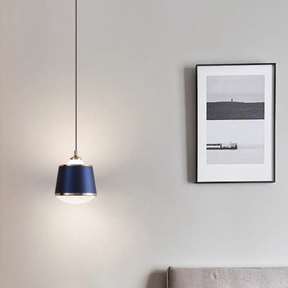 Contemporary Nordic Iron Acrylic Round Liftable LED Pendant Light For Bedroom
