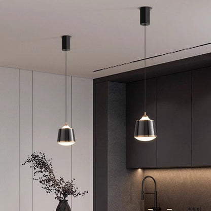 Contemporary Nordic Iron Acrylic Round Liftable LED Pendant Light For Bedroom