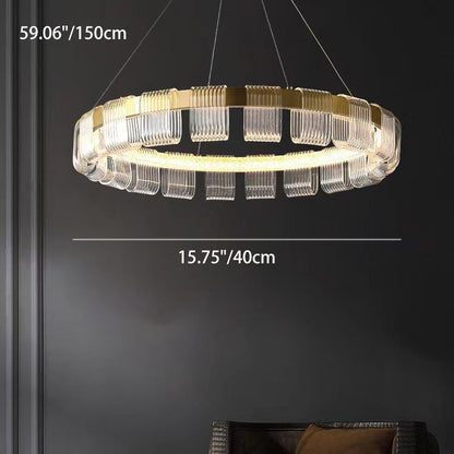 Contemporary Luxury Aluminum Acrylic Circle Ring LED Pendant Light For Bedroom