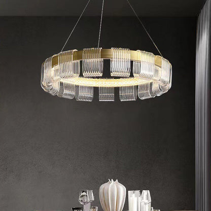 Contemporary Luxury Aluminum Acrylic Circle Ring LED Pendant Light For Bedroom