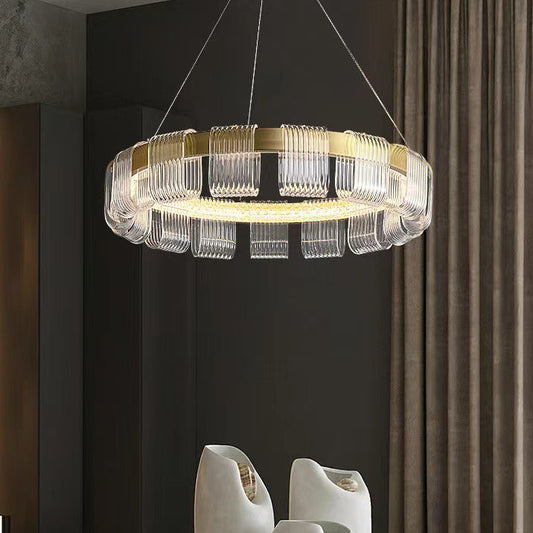 Contemporary Luxury Aluminum Acrylic Circle Ring LED Pendant Light For Bedroom