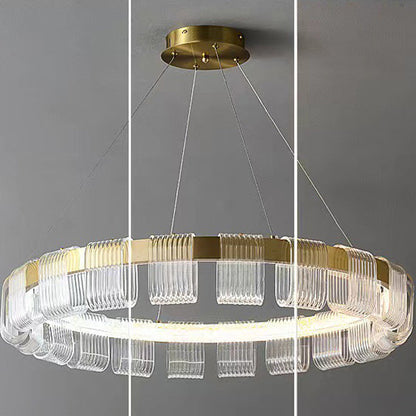 Contemporary Luxury Aluminum Acrylic Circle Ring LED Pendant Light For Bedroom