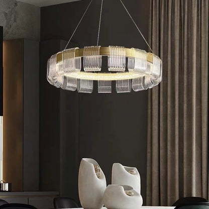 Contemporary Luxury Aluminum Acrylic Circle Ring LED Pendant Light For Bedroom
