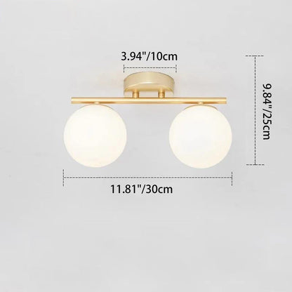 Traditional French Iron Glass Ball Shade 2/3-Light Semi-Flush Mount Ceiling Light For Living Room