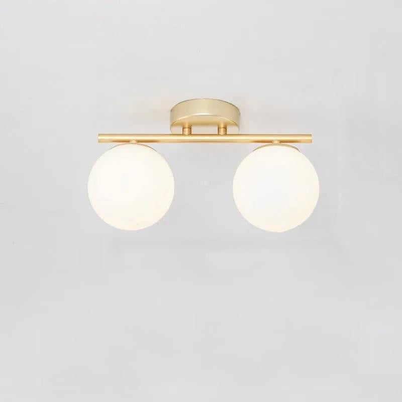 Traditional French Iron Glass Ball Shade 2/3-Light Semi-Flush Mount Ceiling Light For Living Room