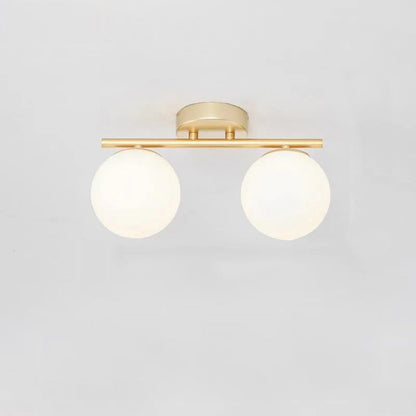 Traditional French Iron Glass Ball Shade 2/3-Light Semi-Flush Mount Ceiling Light For Living Room