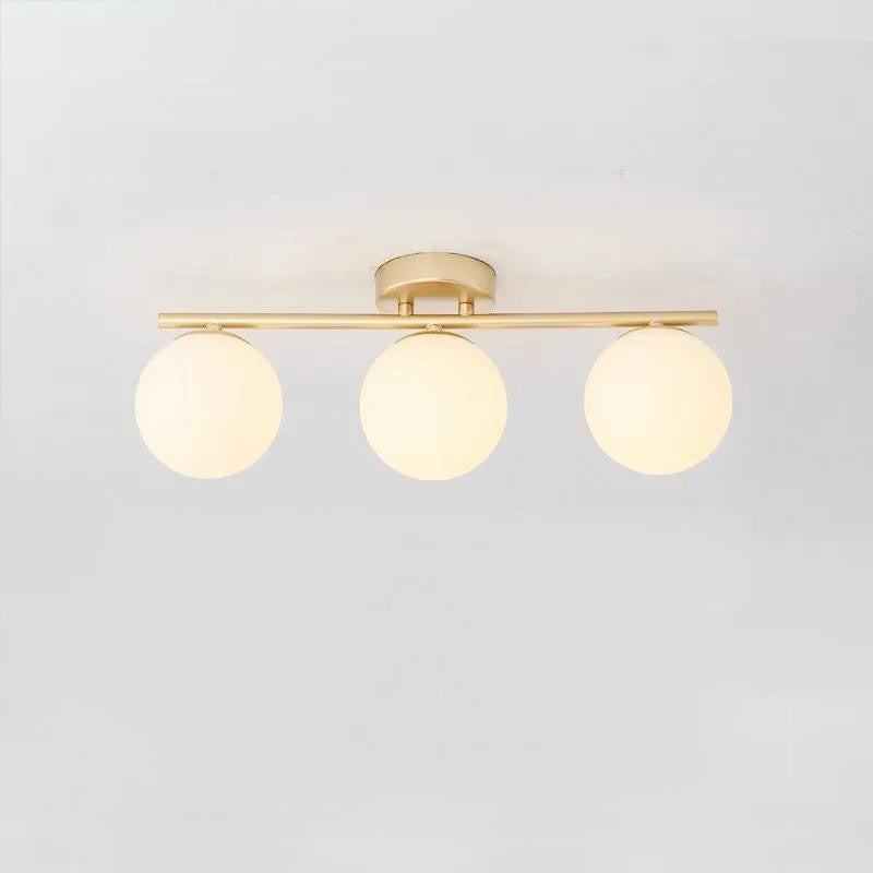Traditional French Iron Glass Ball Shade 2/3-Light Semi-Flush Mount Ceiling Light For Living Room