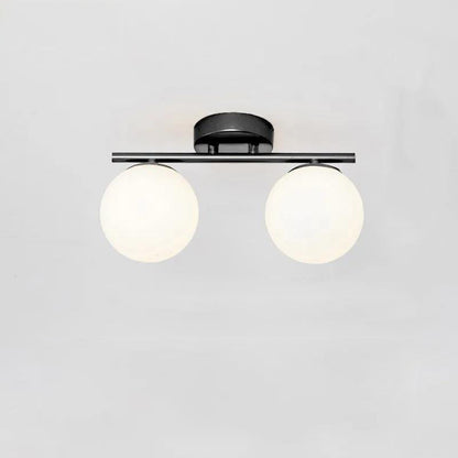 Traditional French Iron Glass Ball Shade 2/3-Light Semi-Flush Mount Ceiling Light For Living Room