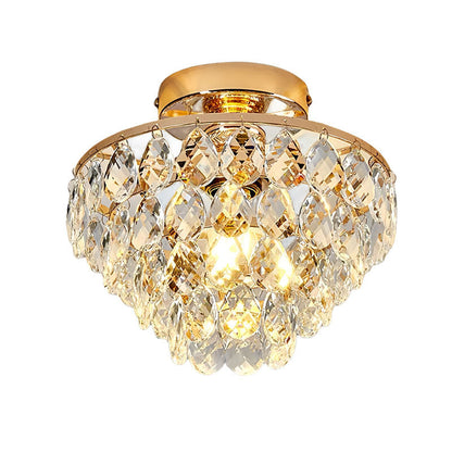 Contemporary Luxury Hardware Crystal 1-Light Semi-Flush Mount Ceiling Light For Living Room