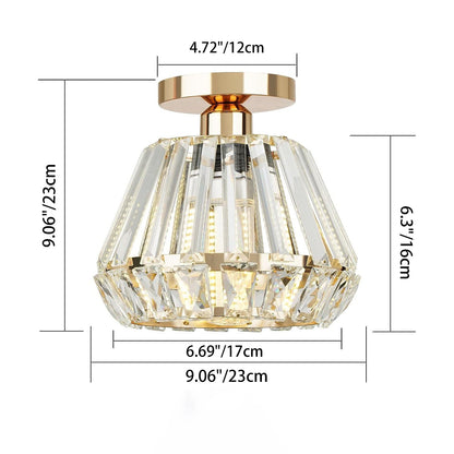 Contemporary Luxury Sparkle Crystal Diamond Shade 1-Light Semi-Flush Mount Ceiling Light For Living Room