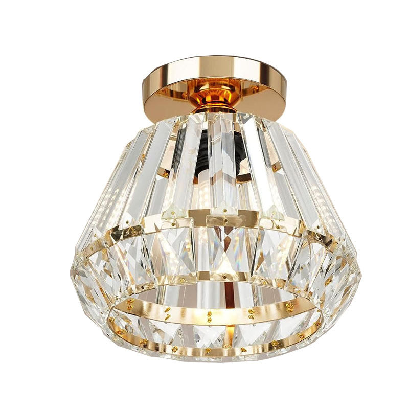 Contemporary Luxury Sparkle Crystal Diamond Shade 1-Light Semi-Flush Mount Ceiling Light For Living Room