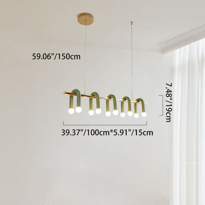 Contemporary Scandinavian U-Shaped Hardware Acrylic LED Island Light Chandelier For Living Room