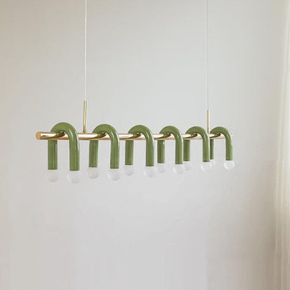 Contemporary Scandinavian U-Shaped Hardware Acrylic LED Island Light Chandelier For Living Room