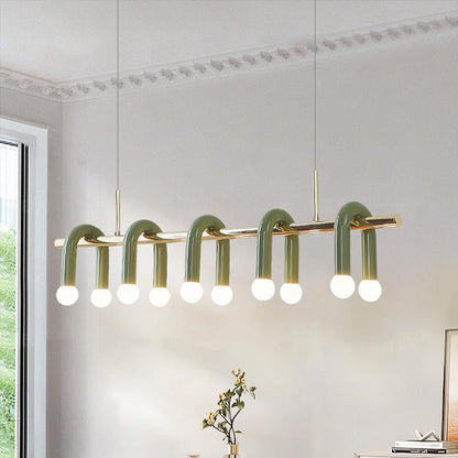 Contemporary Scandinavian U-Shaped Hardware Acrylic LED Island Light Chandelier For Living Room