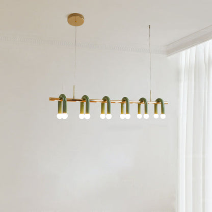 Contemporary Scandinavian U-Shaped Hardware Acrylic LED Island Light Chandelier For Living Room