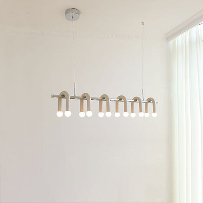 Contemporary Scandinavian U-Shaped Hardware Acrylic LED Island Light Chandelier For Living Room